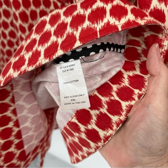 3 Sisters Womens NEW Jacket Size XXL Patterned 5 Buttons Pockets Red Cream - Picture 6 of 9